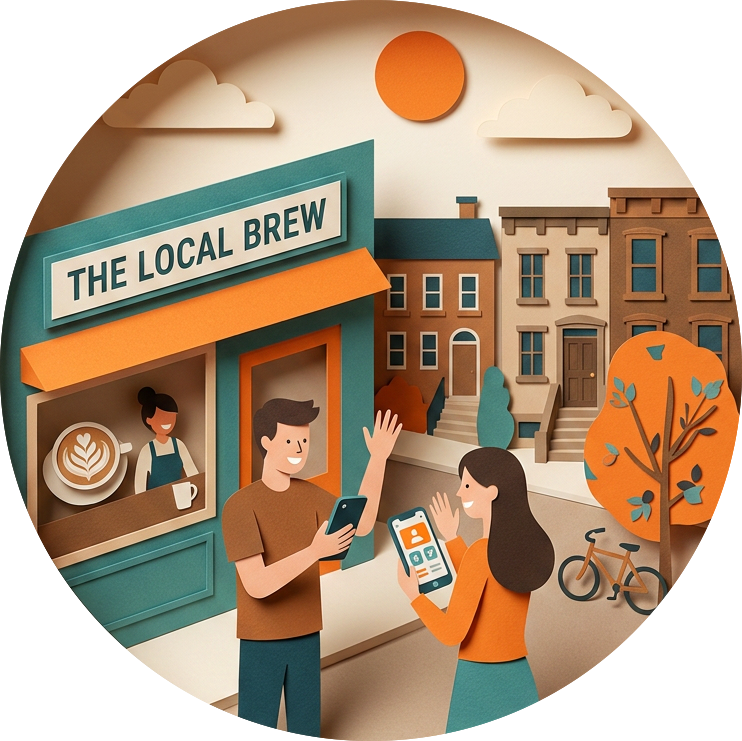 Neighbors connecting at a local cafe