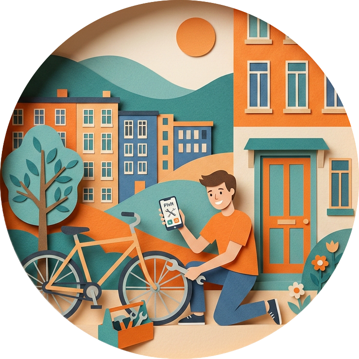 A neighbor offering help with a bicycle and plants